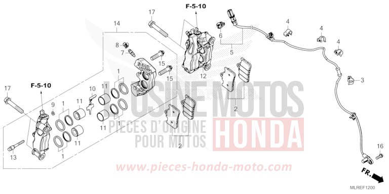 ETRIER DE FREIN AVANT De CB500F GRAND PRIX RED R380 De 2024