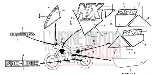 MARQUE/RAYURE NX250L de 1990