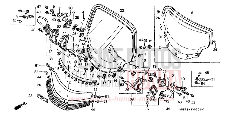 WIND SCREEN/RETROVISEUR (GL1500J/K/L/AM/AN) de Goldwing PB192D (PB192D) de 1988