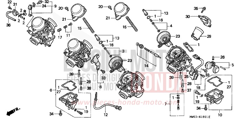 CARBURATEUR (PIECES CONSTITUTIVES) de Fireblade ROSS WHITE (NH196H) de 1992