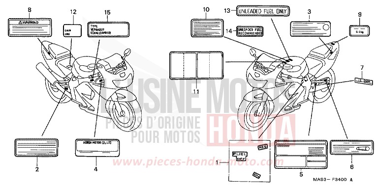 ETIQUETTE DE PRECAUTIONS de Fireblade CANDY BLAZE ORANGE (YR196D) de 1998