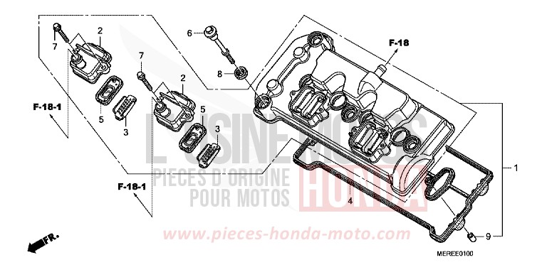 COUVERCLE DE CULASSE de CBF600S PEARL SIENA RED (R320) de 2009