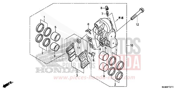 ETRIER DE FREIN AVANT DROIT (VFR800FH) de VFR800F DEGITAL SILVER METALLIC (NHA30) de 2017