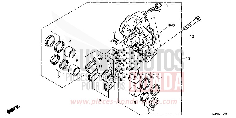 ETRIER DE FREIN AVANT GAUCHE (VFR800FH) de VFR800F VICTORY RED (R334) de 2017