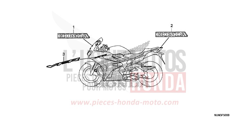 MARQUE/EMBLEME de VFR800F VICTORY RED (R334) de 2017