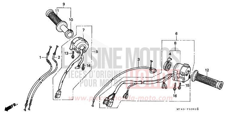 COMMUTATEUR/CABLE de VFR750F ITALIAN RED (R157) de 1990