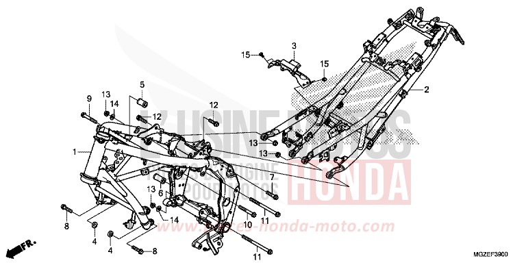 CARROSSERIE DE CHASSIS de CB500F CANDY RUBY RED (R4) de 2013