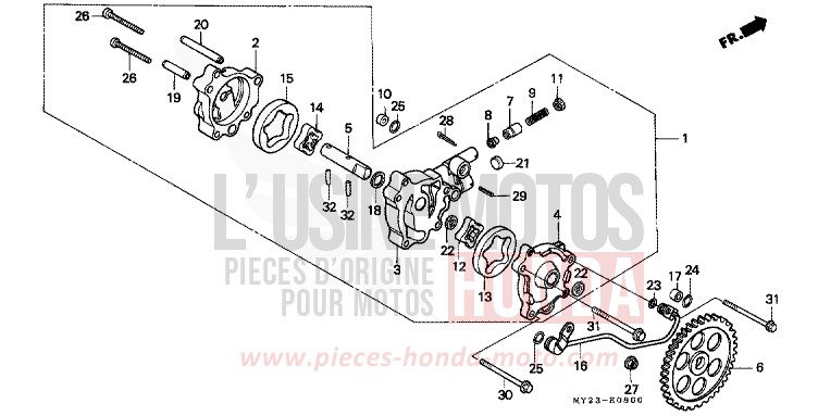 POMPE A HUILE (NX500N/NX650N) de Dominator FIGHTING RED (R134B) de 1992