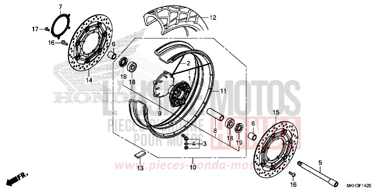 ROUE AVANT de X-ADV MAT MOONSTONE SILVER METALLIC (NH378) de 2019