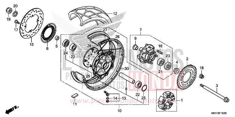 ROUE ARRIERE de X-ADV MAT MOONSTONE SILVER METALLIC (NH378) de 2019