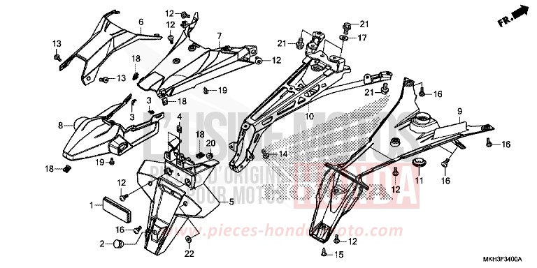 GARDE-BOUE ARRIERE de X-ADV MAT ARMRED GREEN METALLIC (G208) de 2019