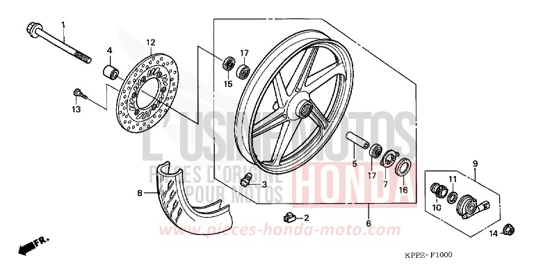 ROUE AVANT de CBR125R NOIR (NH1) de 2005