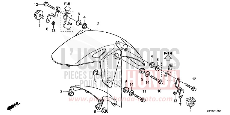 AILE AVANT de CBR125R ASTEROID BLACK METALLIC (NHA35) de 2011