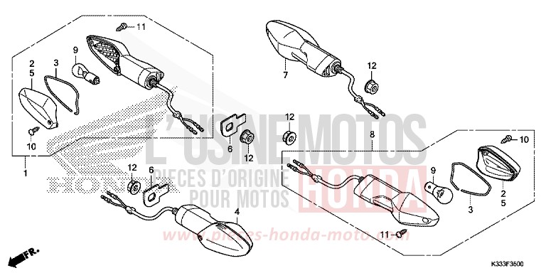 CLIGNOTANT de CBR300R NOIR (NH1) de 2015