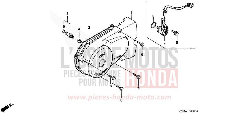 PANNEAU CARTER-MOTEUR G. (1) de CG125 MAGNA RED (R201) de 1998