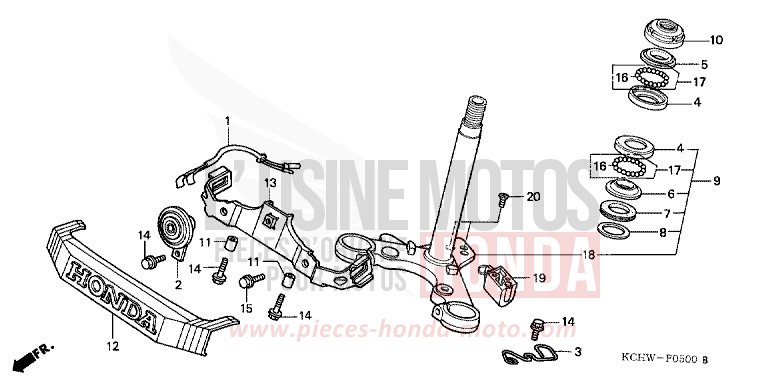 TIGE DE DIRECTION de CG125 MAGNA RED (R201) de 1998