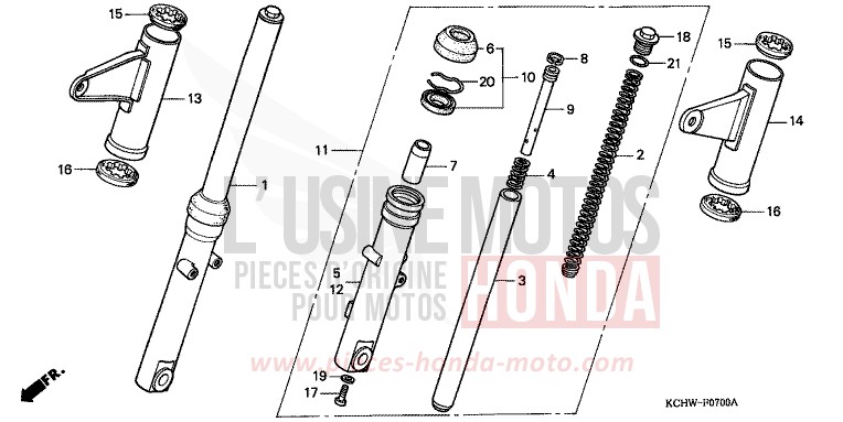 FOURCHETTE AVANT de CG125 MAGNA RED (R201) de 1998