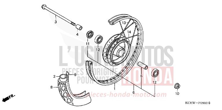 ROUE AVANT de CG125 MAGNA RED (R201) de 1998