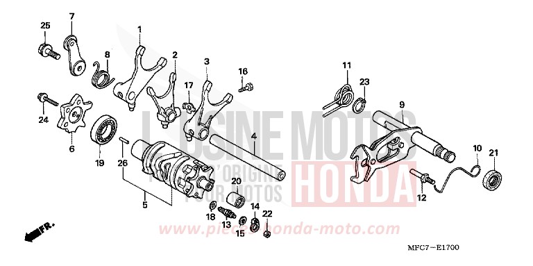 TAMBOUR DE CHANGEMENT/FOURCHETTE DE SELECTION de FMX650 NOIR (NH1) de 2005