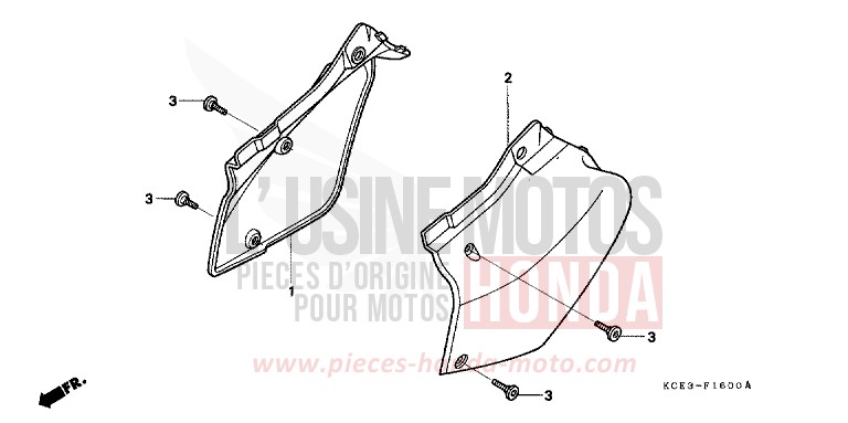 COUVERCLE LATERAL de XR250R FIGHTING RED (R134) de 2001