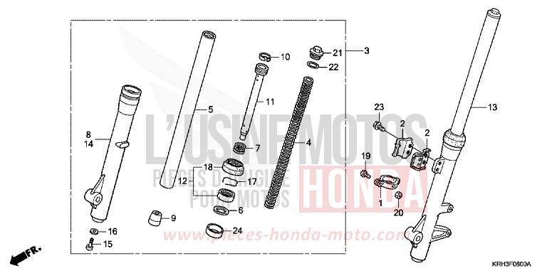 FOURCHETTE AVANT de XR125L FIGHTING RED (R134) de 2005