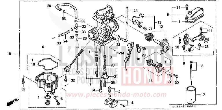 CARBURATEUR de XR250R ROSS WHITE (NH196) de 1999