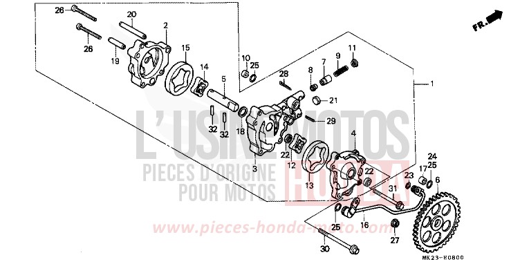 POMPE A HUILE de XR600R SHASTA WHITE (NH138H) de 1991