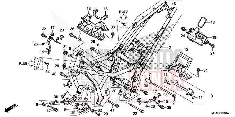 CARROSSERIE DE CHASSIS de NC750S MAT GUNPOWDER BLACK METALLIC (NH436E) de 2017