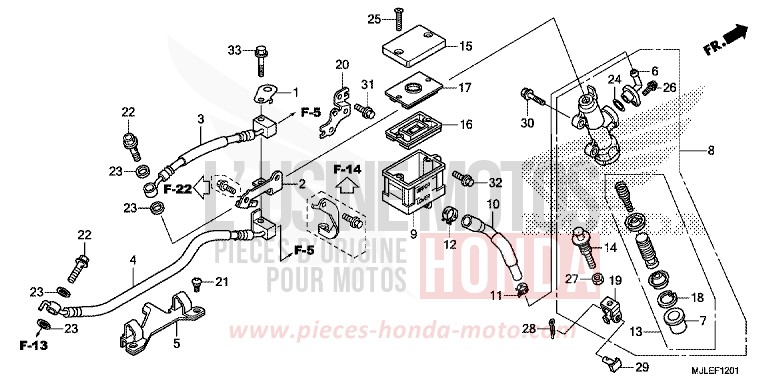 REAR BRAKE MASTER CYLINDER (NC700SD/750SD/750SA) de NC750SD GRAPHITE BLACK (NHB01) de 2014