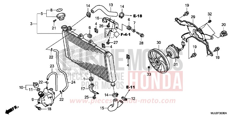 RADIATEUR de NC750SD SEAL SILVER METALLIC (NHA14) de 2014