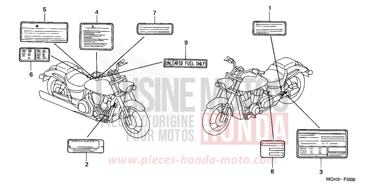ETIQUETTE DE PRECAUTIONS de VTX1800C NOIR (NH1) de 2003