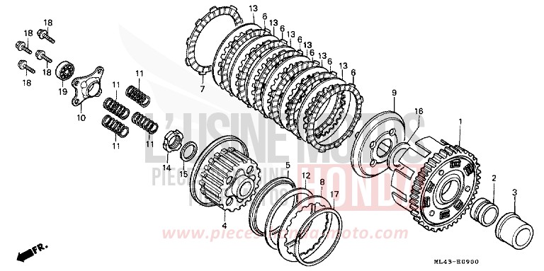 EMBRAYAGE de CB450S CANDY ALAMOANA RED-U (R124) de 1986