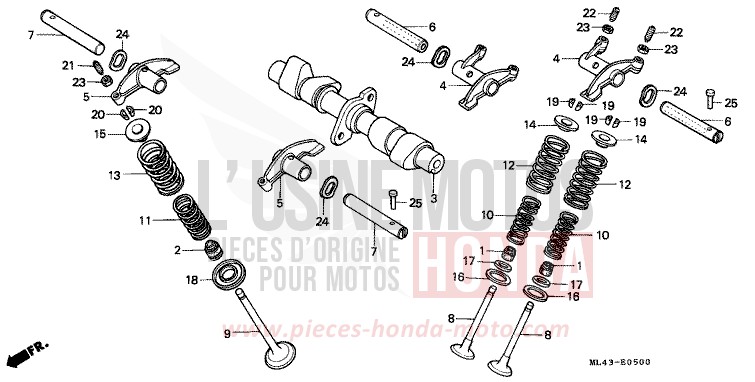 ARBRE A CAMES/SOUPAPE de CB450S CANDY ALAMOANA RED-U (R124) de 1988