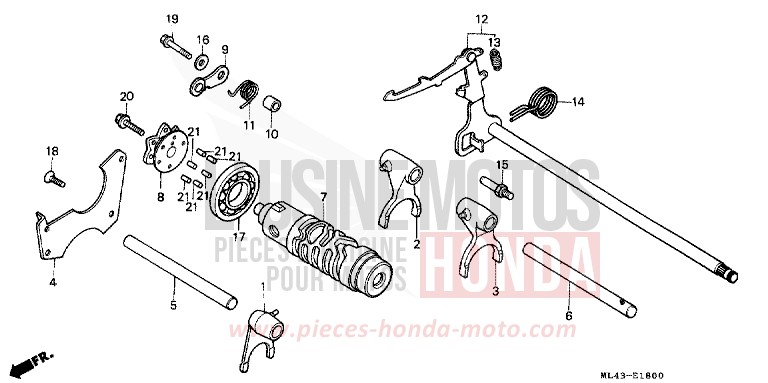 BARILLET DE SELECTION de CB450S CANDY ALAMOANA RED-U (R124) de 1988