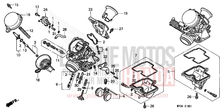 CARBURATEUR (PIECES CONSTITUTIVES) de CB500S RADIANT RED METALLIC (R218) de 1999