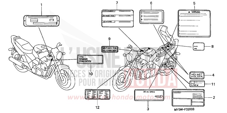 ETIQUETTE DE PRECAUTIONS de CB500S RADIANT RED METALLIC (R218) de 1999