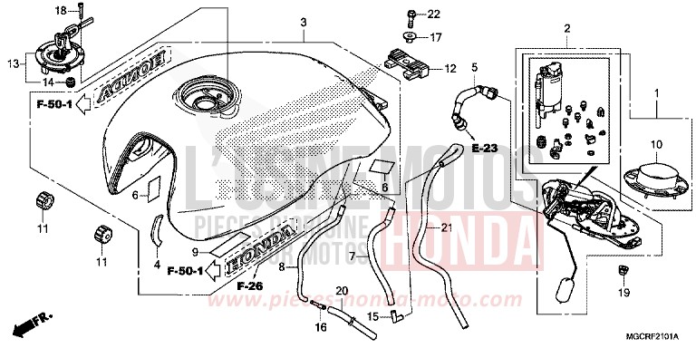 RESERVOIR A CARBURANT/POMPE A CARBURANT (CB1100CA/CAD/NA/NAD) de CB1100 DEGITAL SILVER METALLIC (NHA30) de 2018