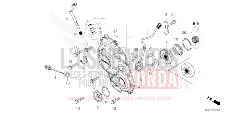 PANNEAU CARTER-MOTEUR D. de CB650R CANDY CHROMOSPHERE RED (R381) de 2021