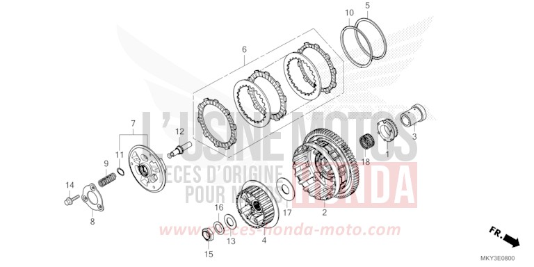 EMBRAYAGE de CB650R CANDY CHROMOSPHERE RED (R381) de 2021