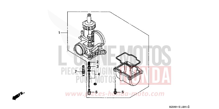 VERGASER ZUSATZBAUTEILE (SATZ) de CR250R SHASTA WHITE (NH138) de 1994