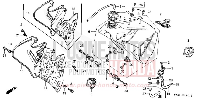 KRAFTSTOFFTANK de CR250R SHASTA WHITE (NH138) de 1994