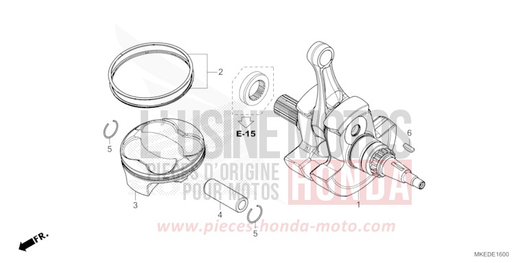 VILEBREQUIN/PISTON de CRF450R EXTREME RED (R292) de 2023