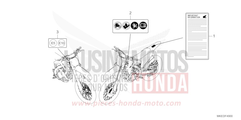 ETIQUETTE DE PRECAUTIONS de CRF450R EXTREME RED (R292) de 2023