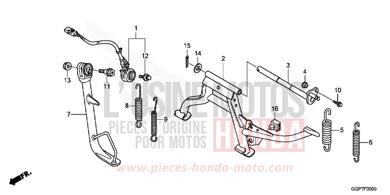 BEQUILLE de NSC50MPD BOSS GRAY METALLIC (NHA21) de 2012