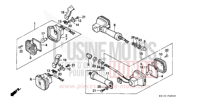 CLIGNOTANT (1) de MTX125R CORTINA WHITE (NH111) de 1983