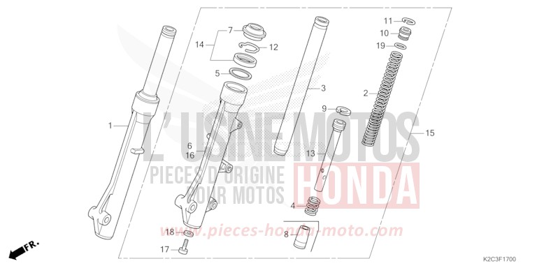 FOURCHETTE AVANT de NSC110 CANDY NOBLE RED (R350) de 2021