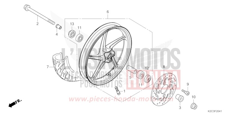 ROUE AVANT (NSC110-E,ED,RU) de NSC110 CANDY NOBLE RED (R350) de 2021