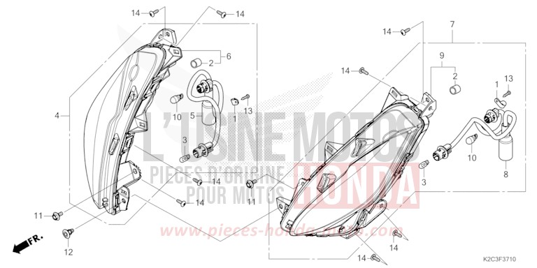 CLIGNOTANT AVANT de NSC110 CANDY NOBLE RED (R350) de 2021