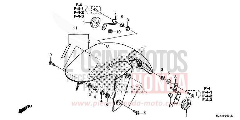 AILE AVANT de CB650F MAT GUNPOWDER BLACK METALLIC (NH436X) de 2016