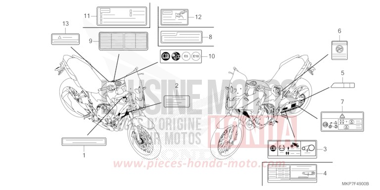 ETIQUETTE DE PRECAUTIONS de CB500X MAT GUNPOWDER BLACK METALLIC (NH436 ...